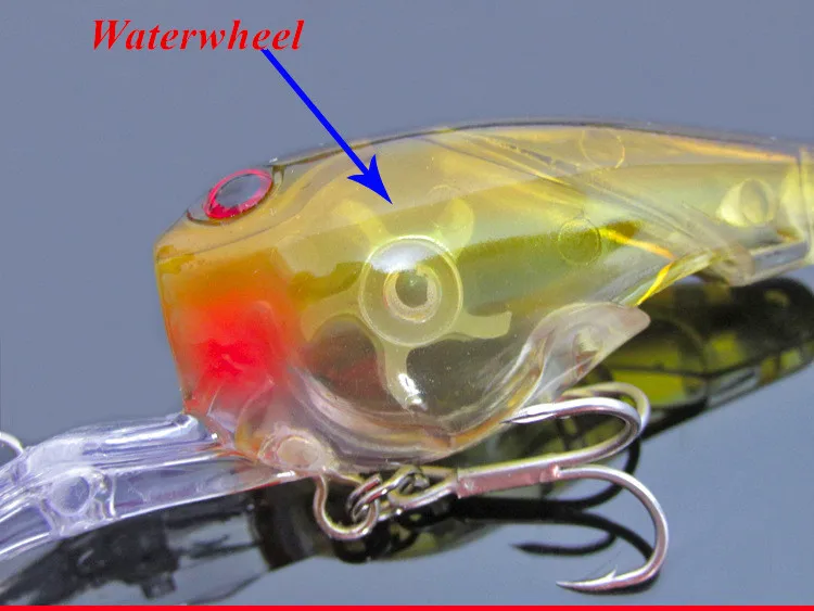 Señuelo de pesca de hundimiento lento, cebo de manivela Minnow, rueda de agua, tablero de lengua grande, lubina, 9,5 cm/12g - imagen 2