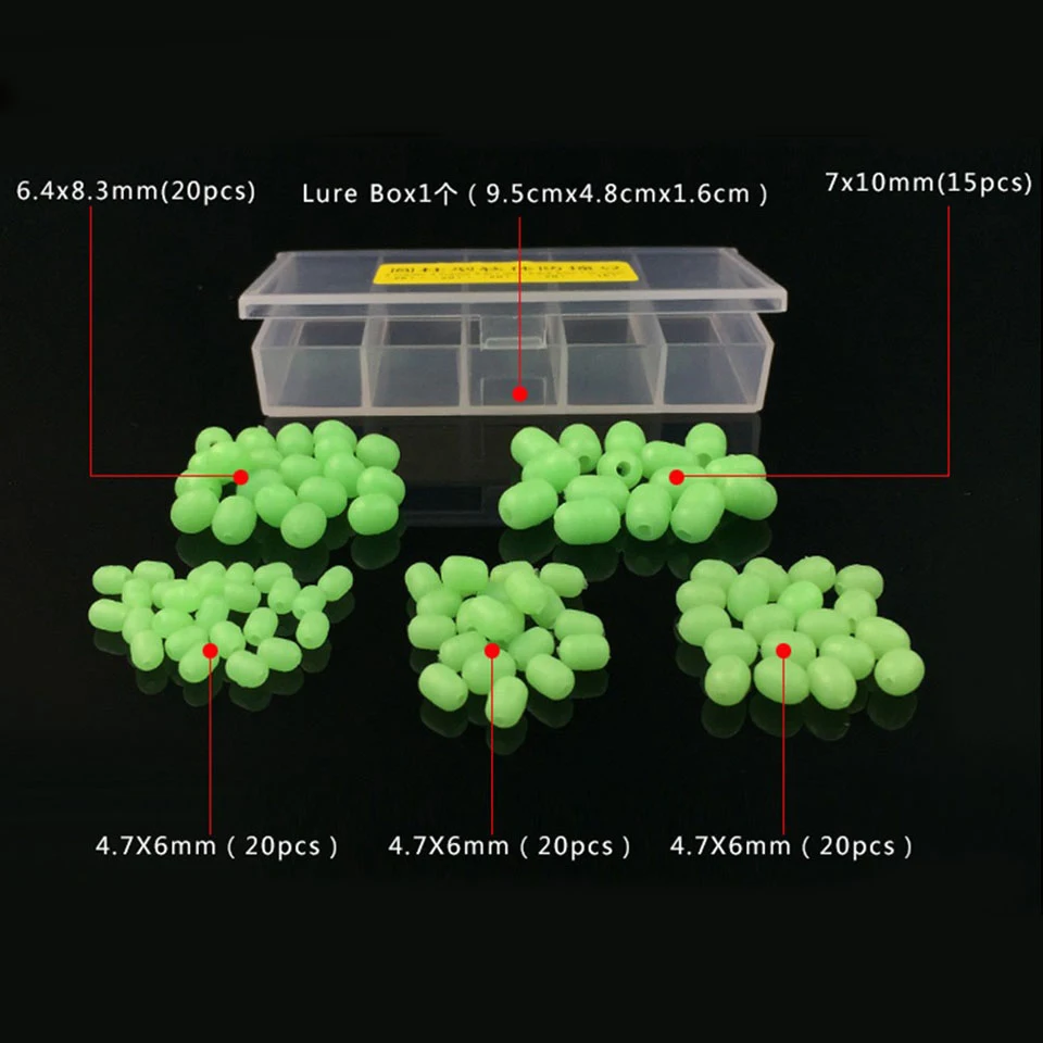WALK FISH-Cuentas de pesca de varios tamaños, Accesorio luminoso, verde, anticolisión, 10 unids/lote - imagen 5