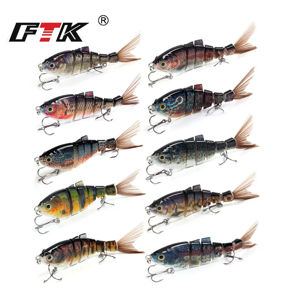 FTK-señuelo de pesca multiarticulado, 44g, pececillo que se hunde, 12,8 cm, 6 segmentos, Crankbaits para lubina, cebo duro, Wobblers, Jerkbait - imagen 3