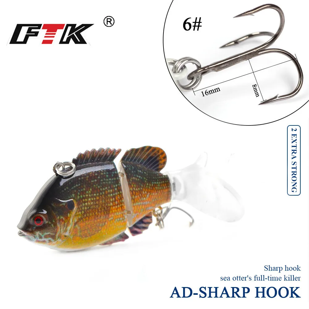 FTK 13g multiarticulado hundimiento VIB señuelo de pesca duro 2 segmentos Swimbait cebo duro Wobbler para Lucio Jerkbait Crankbaits 7,5 cm - imagen 4