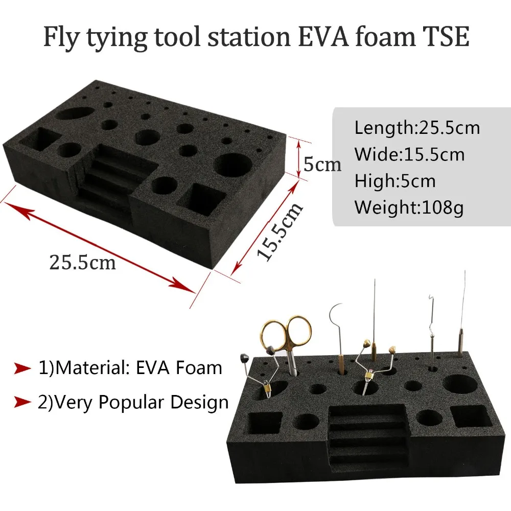 Estación de herramientas para atar moscas Maximumcatch, organizador de herramientas de espuma EVA/plástico/madera con combinación de herramientas de atado - imagen 3