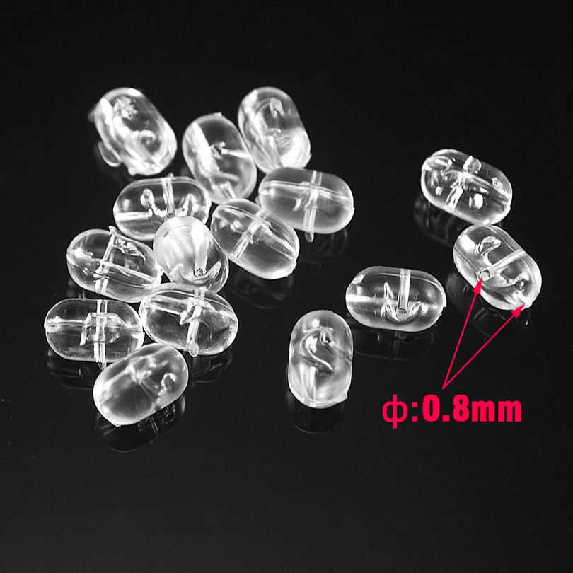 MNFT 100 Uds 5*8MM perla ovalada cuentas con orificio cruzado accesorio de pesca de carpa aparejos de agua salada cuentas de plástico luminosas y transparentes - imagen 4