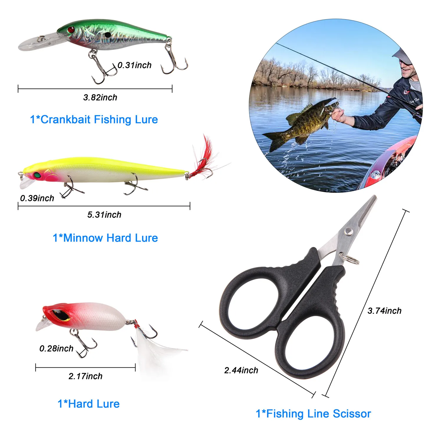 Kit de herramientas para caña de pescar giratoria, conjunto de carrete de caña de pescar telescópica giratoria con señuelos de línea, anzuelos, bolsa de pesca - imagen 3