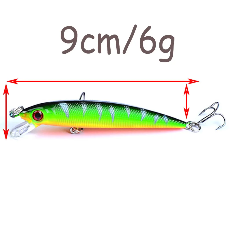 Señuelos de Pesca de pececillos, cebos duros artificiales de 9cm y 6g, Wobbler ABS, aparejos de Pesca de lubina con anzuelos crankbait, WD-066 de Pesca, 1 ud. - imagen 2