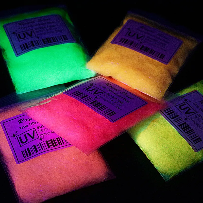 Juego de dobladillo de hielo con luz UV, fibras sintéticas reflectantes ultravioleta, materiales de atado de moscas sintéticas, 5 colores - imagen 2