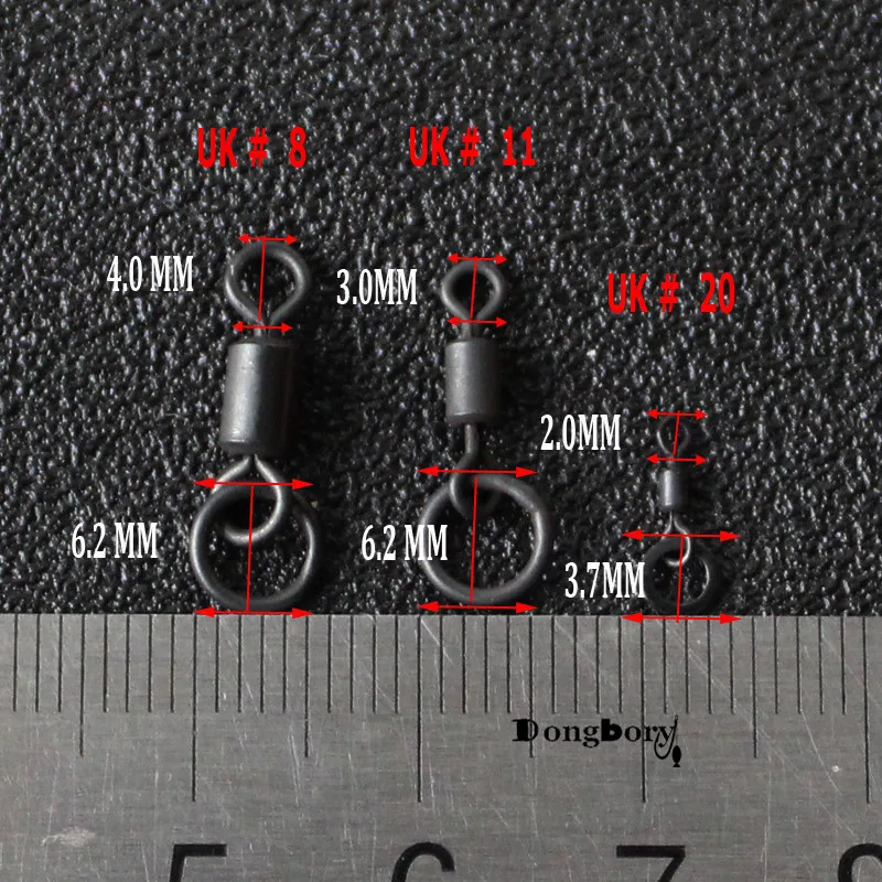 Anillo flexible de pesca de carpa, accesorio de cambio rápido UK 8 11 20, color negro mate, 20 unidades - imagen 4