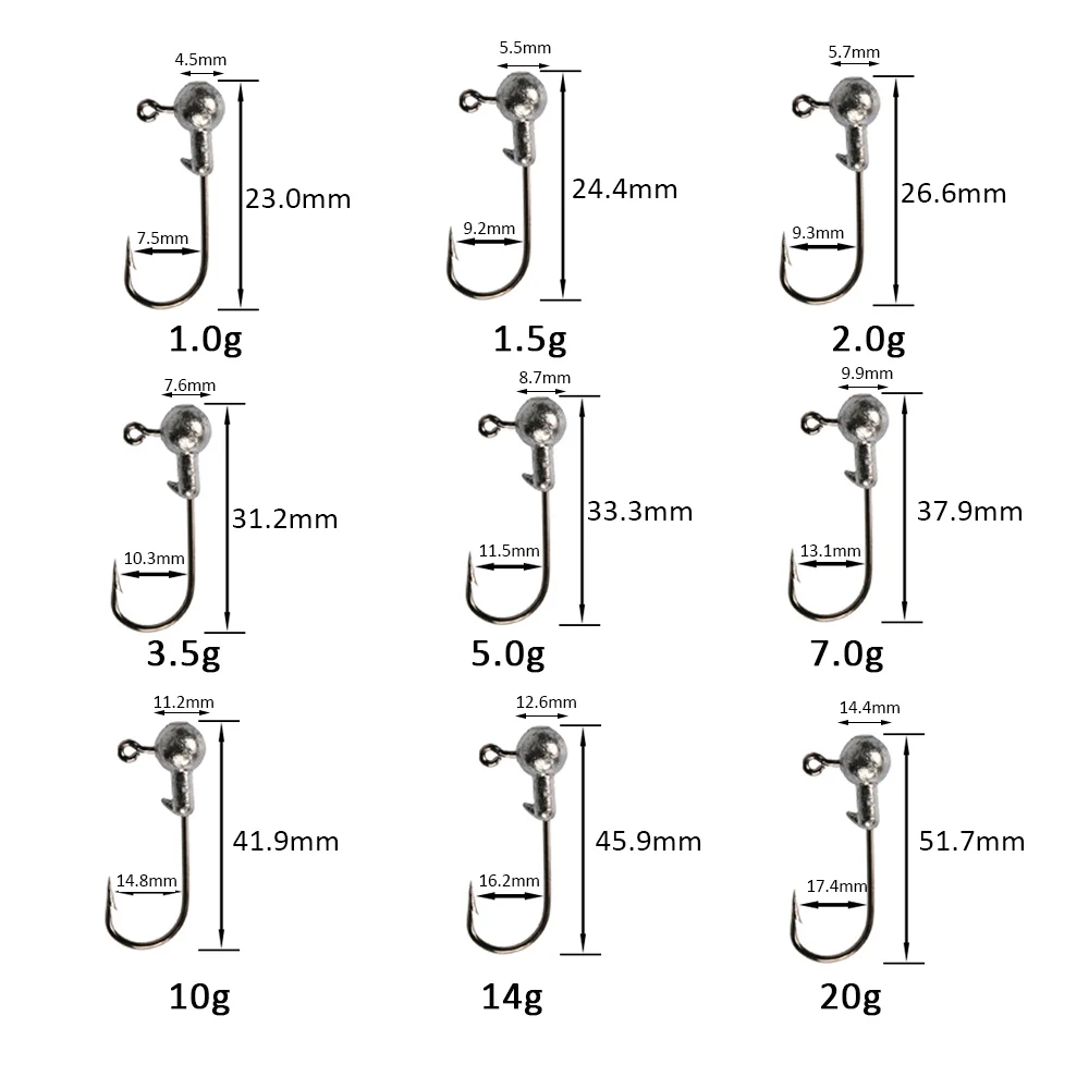 Goture Cabezas Plomadas 1-20g – Acero al carbono para pesca marítima - imagen 2