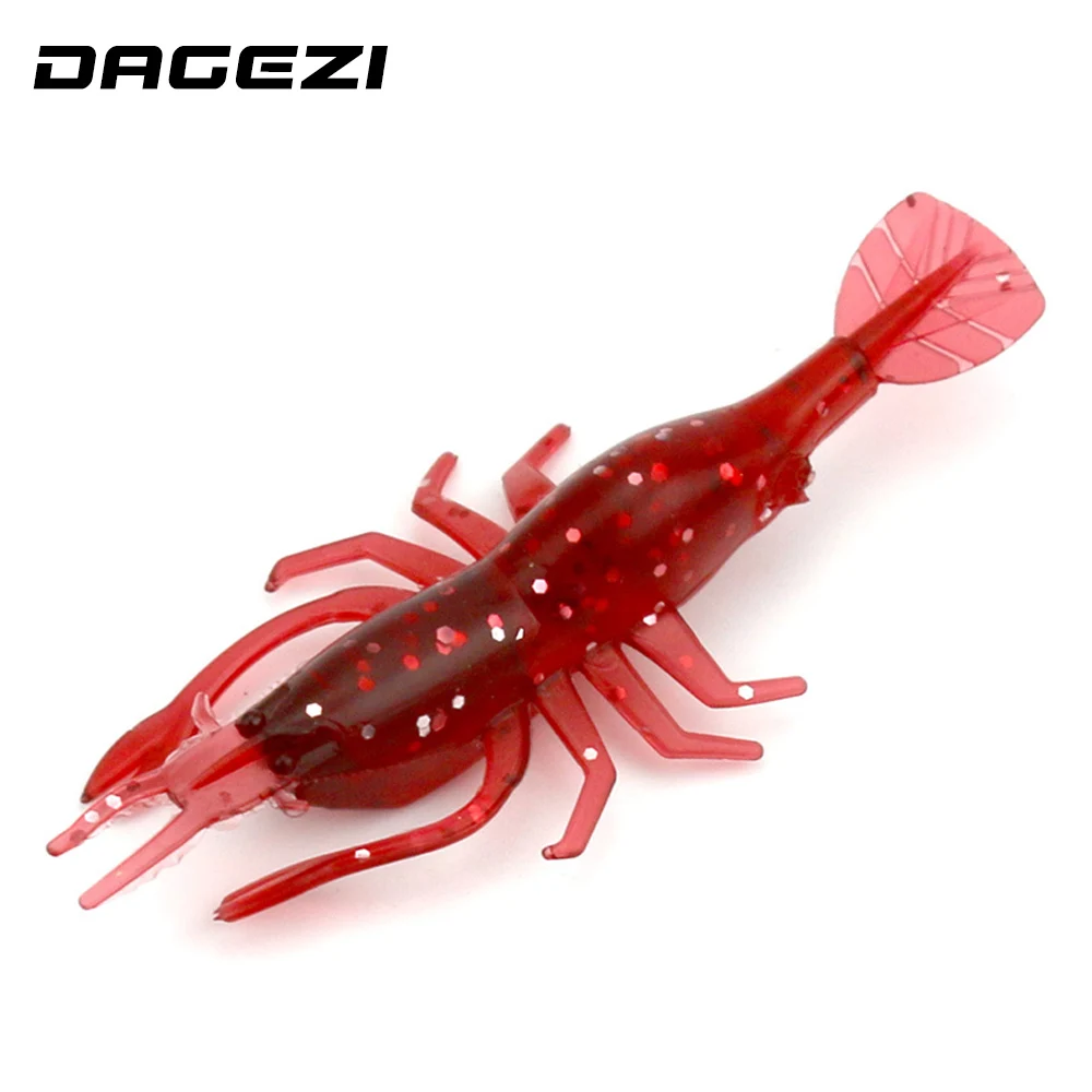 DAGEZI-señuelo Artificial para Pesca con mosca, cebo suave de Camarón, 8cm/3,6g, 5 unids/lote - imagen 4