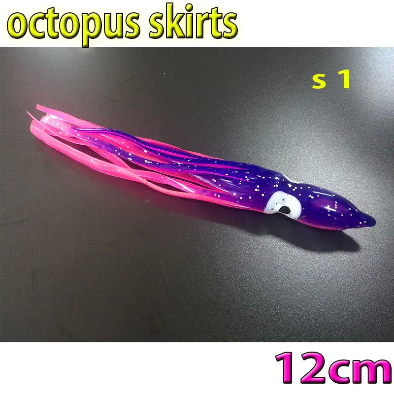 Faldas de pulpo de pesca, cebo blando, 12CM, 26 tipos, 10 unidades por lote - imagen 2