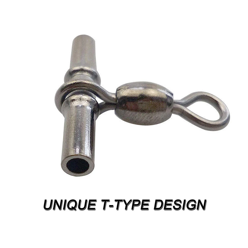 Grúa de línea cruzada giratoria de pesca, manguitos giratorios en forma de T de 3 vías, accesorios de conector de línea de aparejos de pesca, 50 piezas - imagen 4