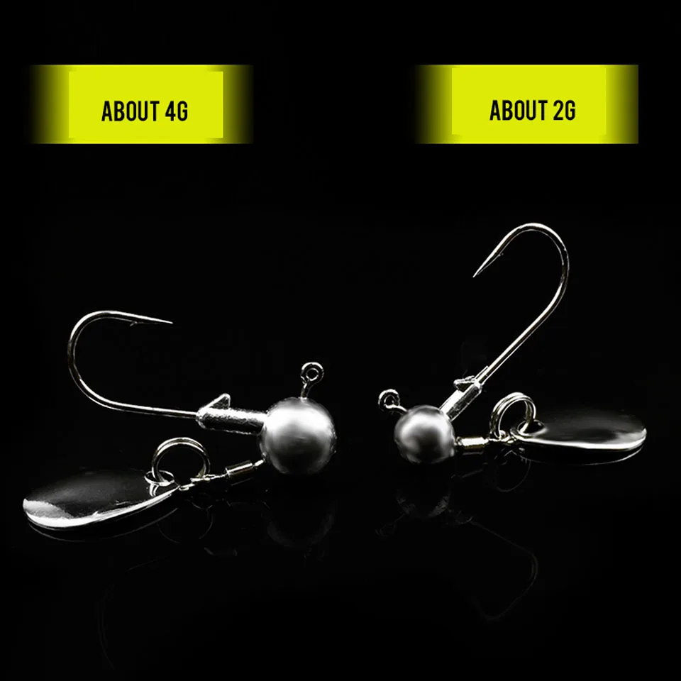 Anzuelos de cabeza de plantilla de bola de forma redonda de pesca, anzuelos de acero de alto carbono, peso de plantilla con anillo de rotación, cucharas, anzuelos de pesca, 2g, 4g, 5 unidades por lote - imagen 5