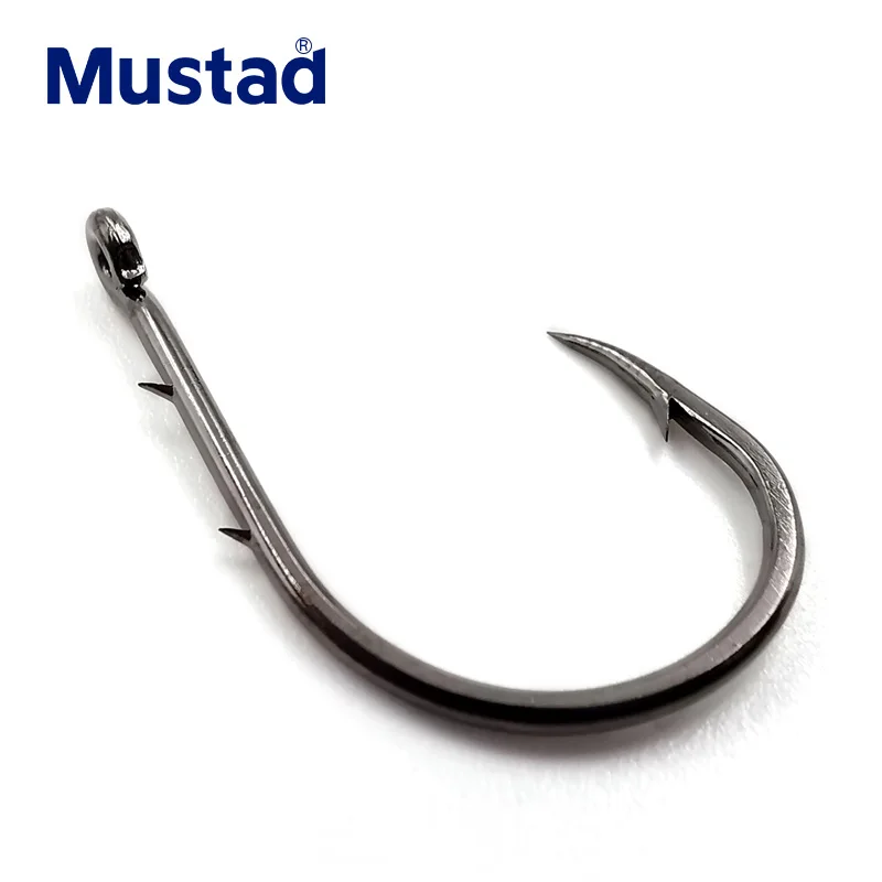 Mustad-anzuelos de acero al carbono con anillo 10757, señuelo de doble espalda, anzuelo de Pesca, 1 #-9 # - imagen 2