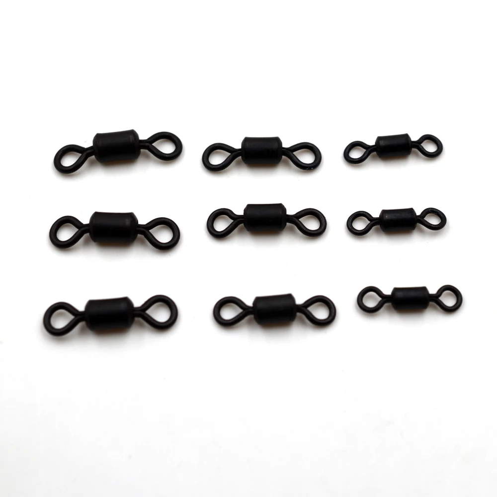 MNFT 50 piezas 4 #   5 #   7 #   Barril rodante giratorio de pesca, gancho de pesca negro mate, conector de línea, aparejos de pesca, giratorio americano - imagen 5