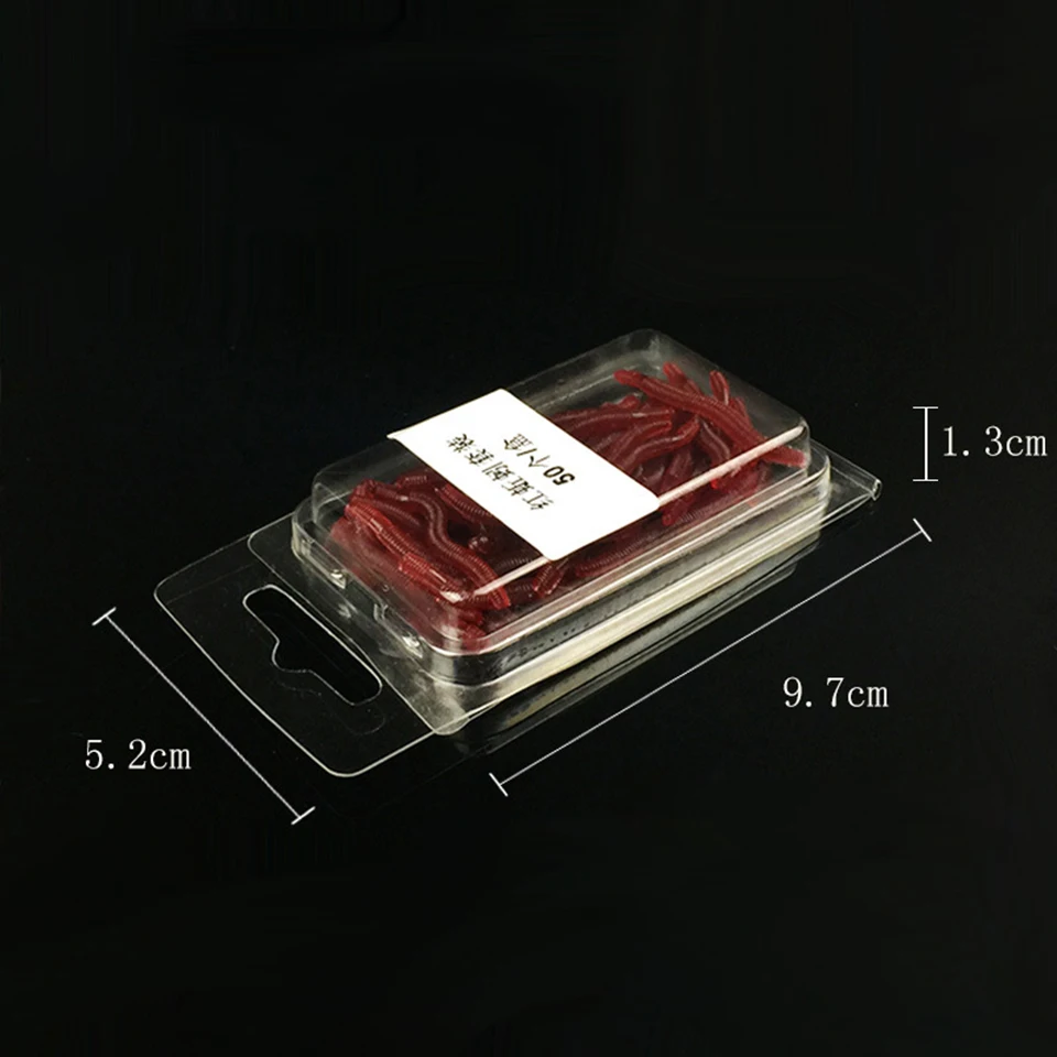 WALK FISH-señuelo de pesca de gusano de tierra Artificial, cebo suave de gusano de sangre, río, lago, agua dulce, 50 unids/caja - imagen 3