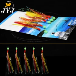 Aparejos Sabiki con plumas luminosas para pesca nocturna