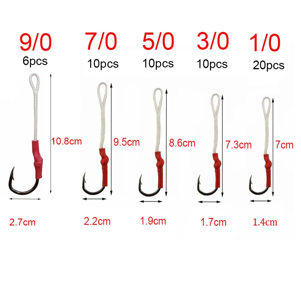 Anzuelos de pesca jigging de acero inoxidable, con línea de PE, anillos divididos, equipo de anzuelos, 106 unids/lote por caja - imagen 4
