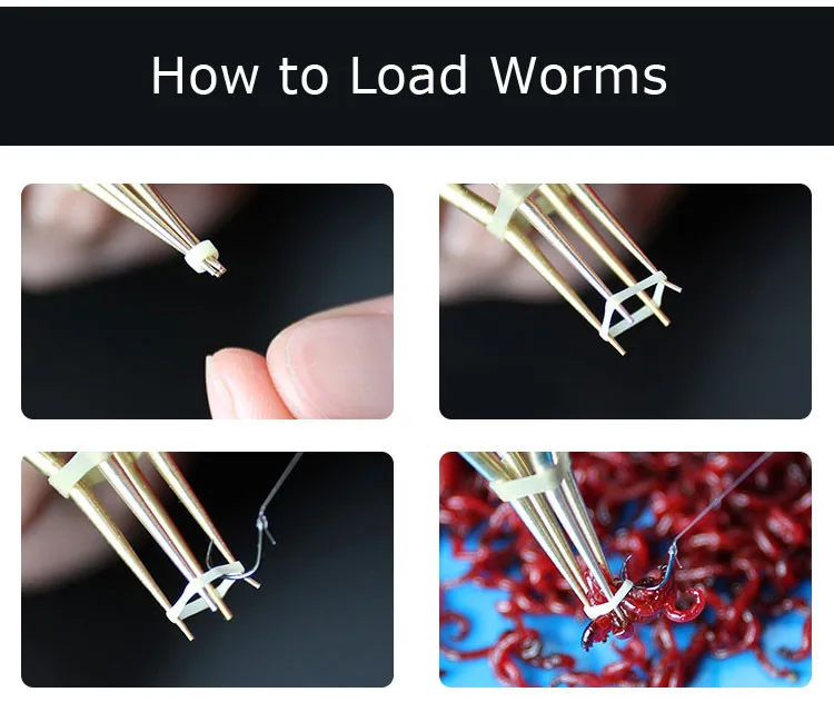 MNFT-Herramienta de carga de gusano vivo pequeño, 2 piezas, gusano de tierra, gusano rojo, Clip de carga, herramienta de pesca para pesca de carpa - imagen 4