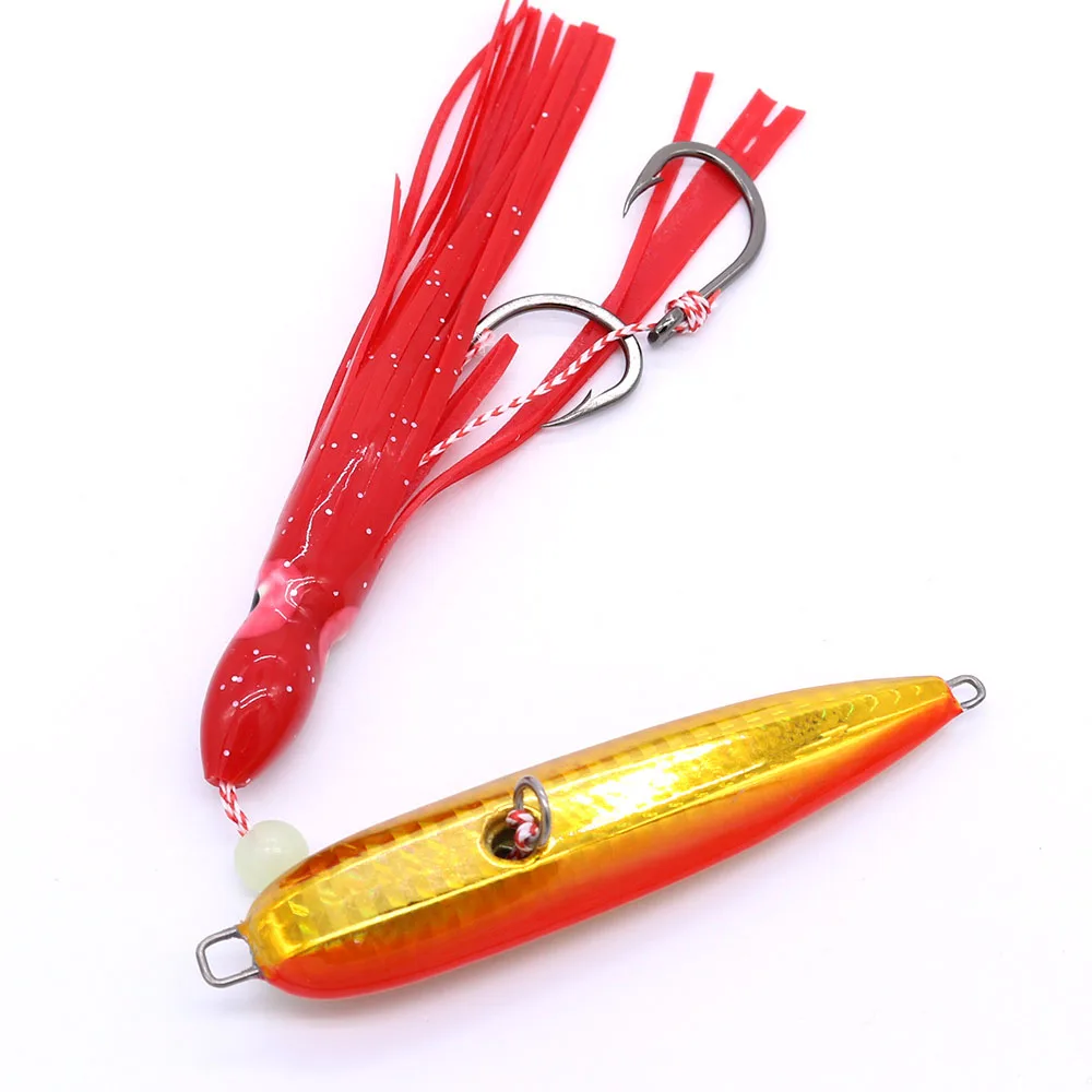 CASTFUN 40g 60g 80g 100g 120g 150g 180g 200g Inchiku Jig inferior barco señuelos plantilla de Metal falda de pulpo con gancho de asistencia cebo de calamar - imagen 5