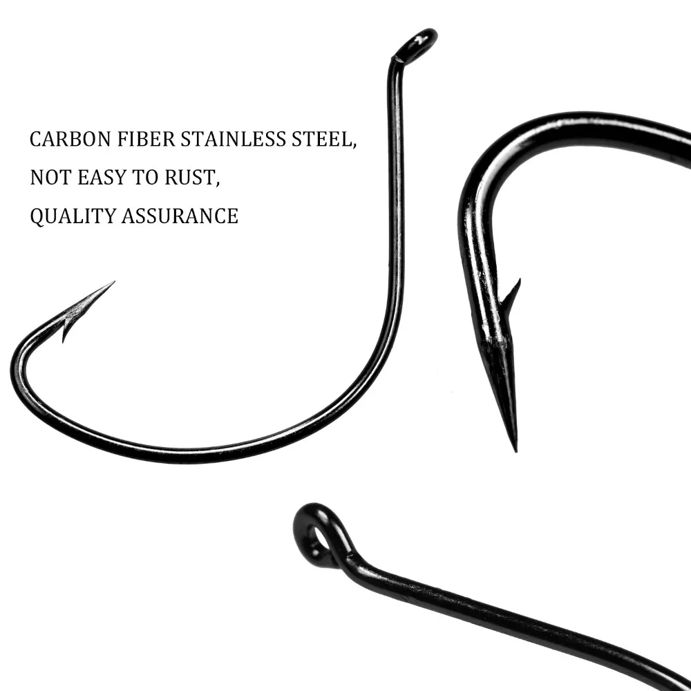 THKFISH 50 Uds anzuelos compensados para pesca anzuelo loco # 2 # 1 # 1/0 # 2/0 # 3/0 Dropshot Ganchos Texas Rig Para Crappie Walleye Bass - imagen 2