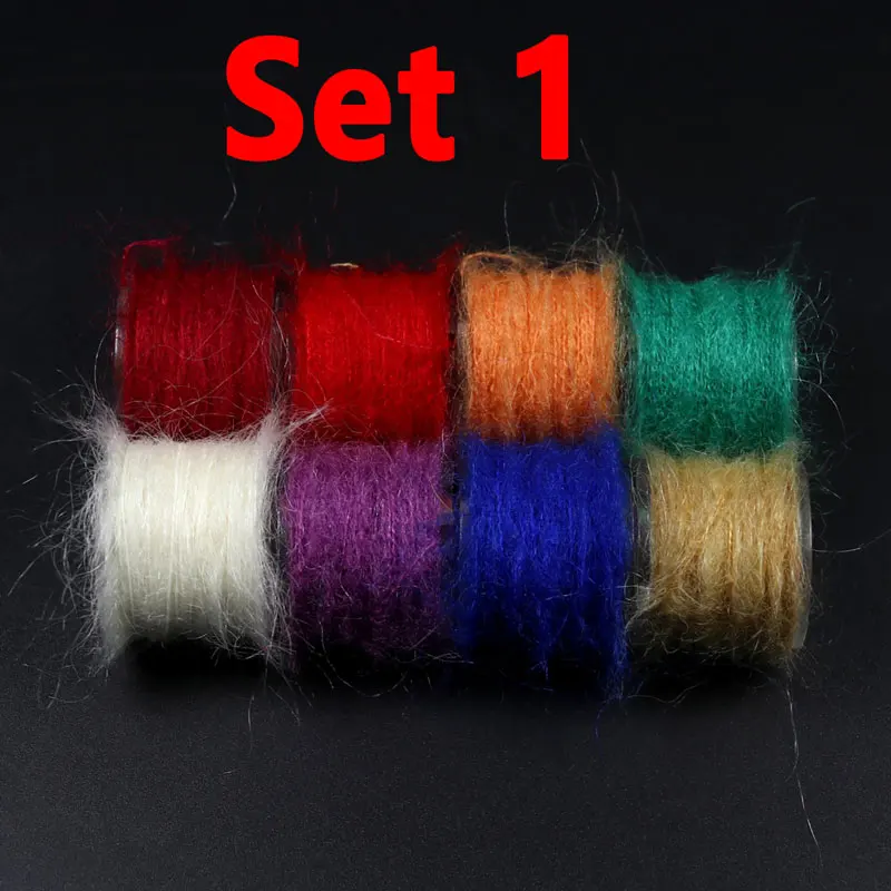 Material de atado de moscas de hilo de Mohair de haya mezclado de colores para Ninfa Scud, serpentina de haya, Material de atado de moscas de cuerpo, Señuelos de Pesca de trucha, 8 carretes - imagen 4