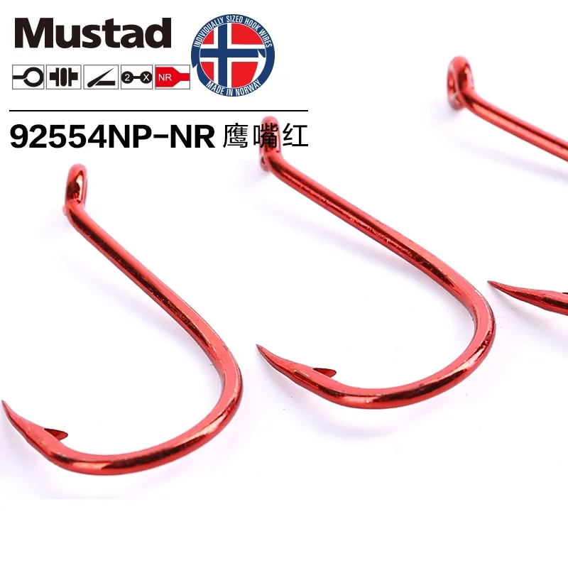 Mustad-anzuelo de púas de pez rojo con pico de águila, cebo de gusano delgado, anzuelo Ultra de punta de acero al carbono, anzuelo afilado de mar, Original, 92554 - imagen 2
