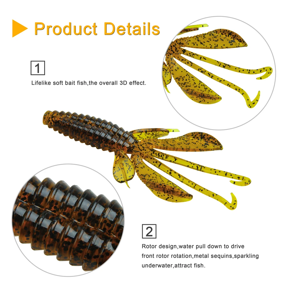 Cebos blandos de pesca de camarón, señuelos Wobblers Crankbaits para pesca de carpa, langosta, gusano, aparejos de pesca, 10cm, 11,7g, 12 Uds. - imagen 3
