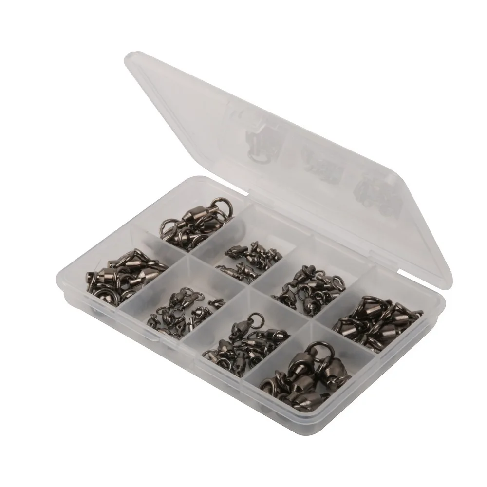 Maximumcatch 3 tamaños 60 uds giratorios de rodamiento de bolas con anillo soldado giratorios de pesca caja de aparejos de pesca - imagen 2