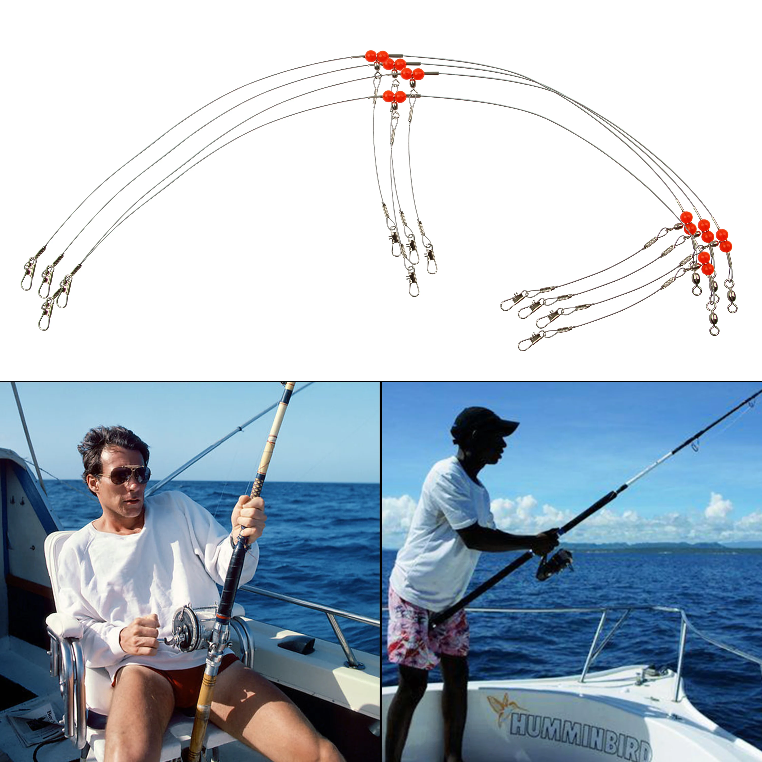 Hyaena-Alambre de pesca de acero inoxidable, guía de línea de alambre de pesca con 2 broches giratorios de brazo, herramienta de aparejos de pesca, 24 unids/lote