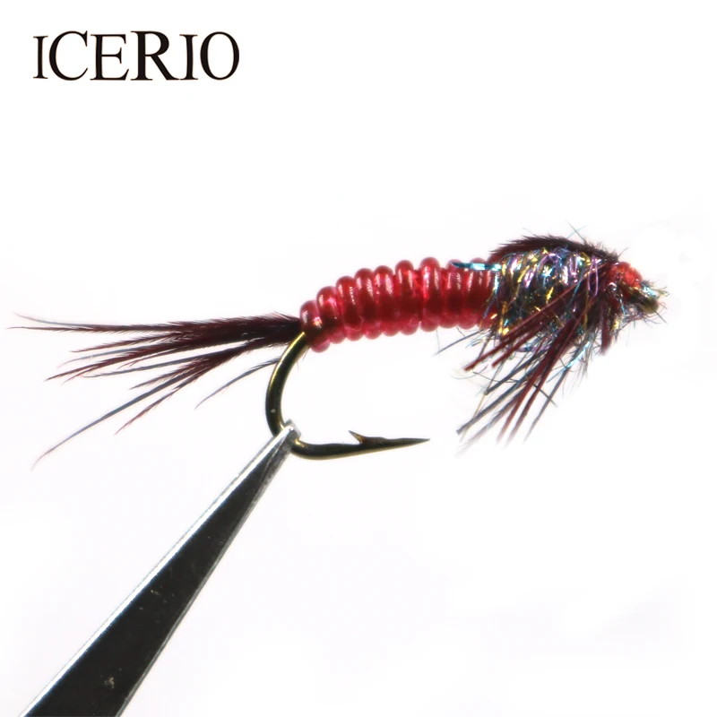 ICERIO-SEÑUELOS DE pesca con mosca, cola de faisán, Nymph, trucha, 8 Uds., #14