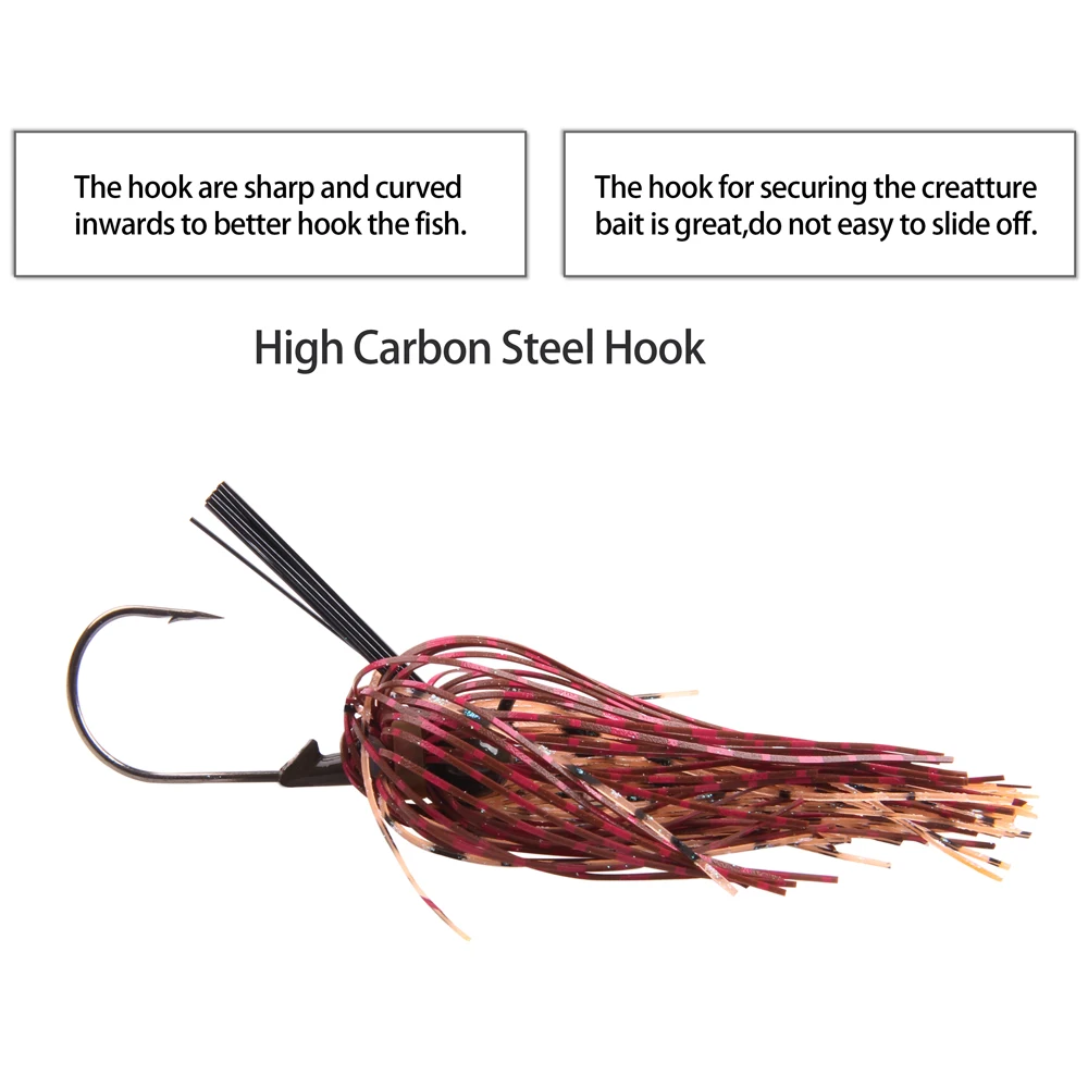 Señuelo de pesca sin Weedless, 6 piezas, 7g, 10g, plantilla de fútbol, falda de silicona, gancho de cabeza para lubina, Walleye, trucha, perca - imagen 4