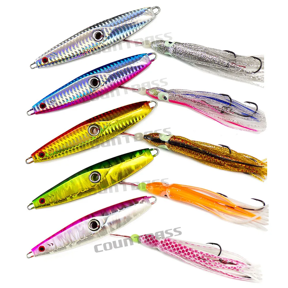 Plantilla Countbass Inchiku 135g 4,8ozcon anzuelo auxiliar de pulpo, señuelos de goma salada para pesca, pargo inferior para barco - imagen 5