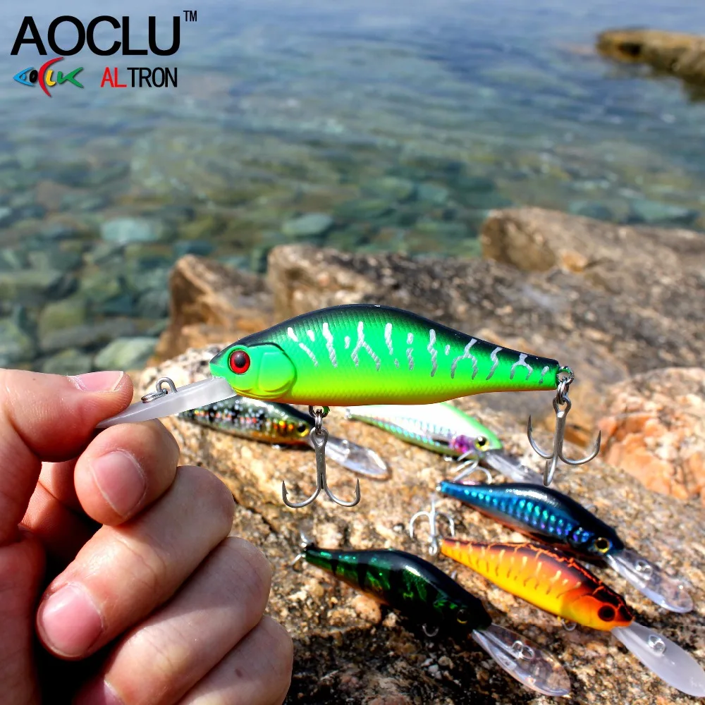 AOCLU sábalo flotante para buzo profundo, 70mm, 9,2g, cebo duro Minnow, manivela, Aleteo de pesca, alta velocidad de vibración, señuelo rodante, gancho para lubina VMC - imagen 4