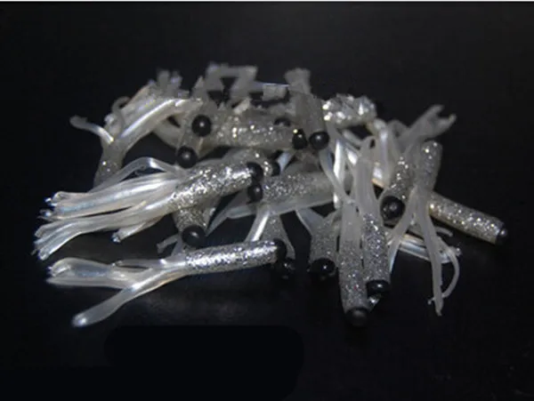 100 Uds 5cm material de silicona suave smash mosca señuelo cebos tubo suave señuelos con falda tubo suave señuelo pesca en agua - imagen 3