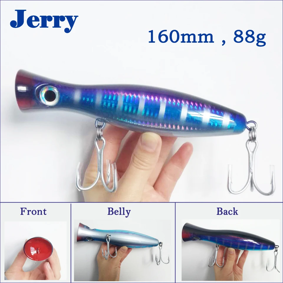 Jerry-señuelo de pesca Popper de aguas profundas, Topwater señuelos de superficie, atún, Delfín, Wahoo, Marlin, cebos artificiales de juego grande, cebo de fundición larga - imagen 4
