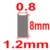 1.2x8mm  100pcs