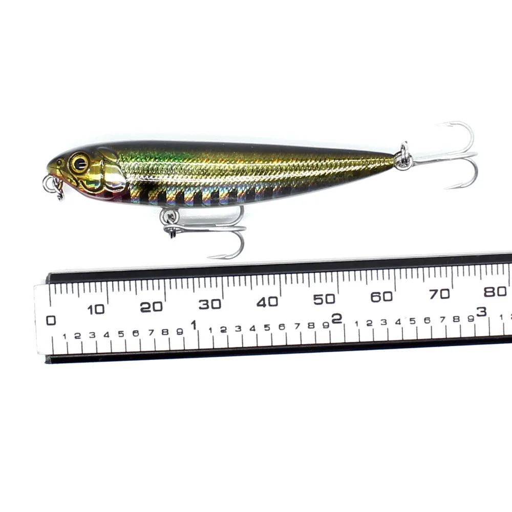 AOCLU Topwater Wobbler 60mm 105mm lápiz caminar el perro cebo duro Popper Stick señuelo de pesca lubina agua dulce salada 10 # Ganchos VMC - imagen 3