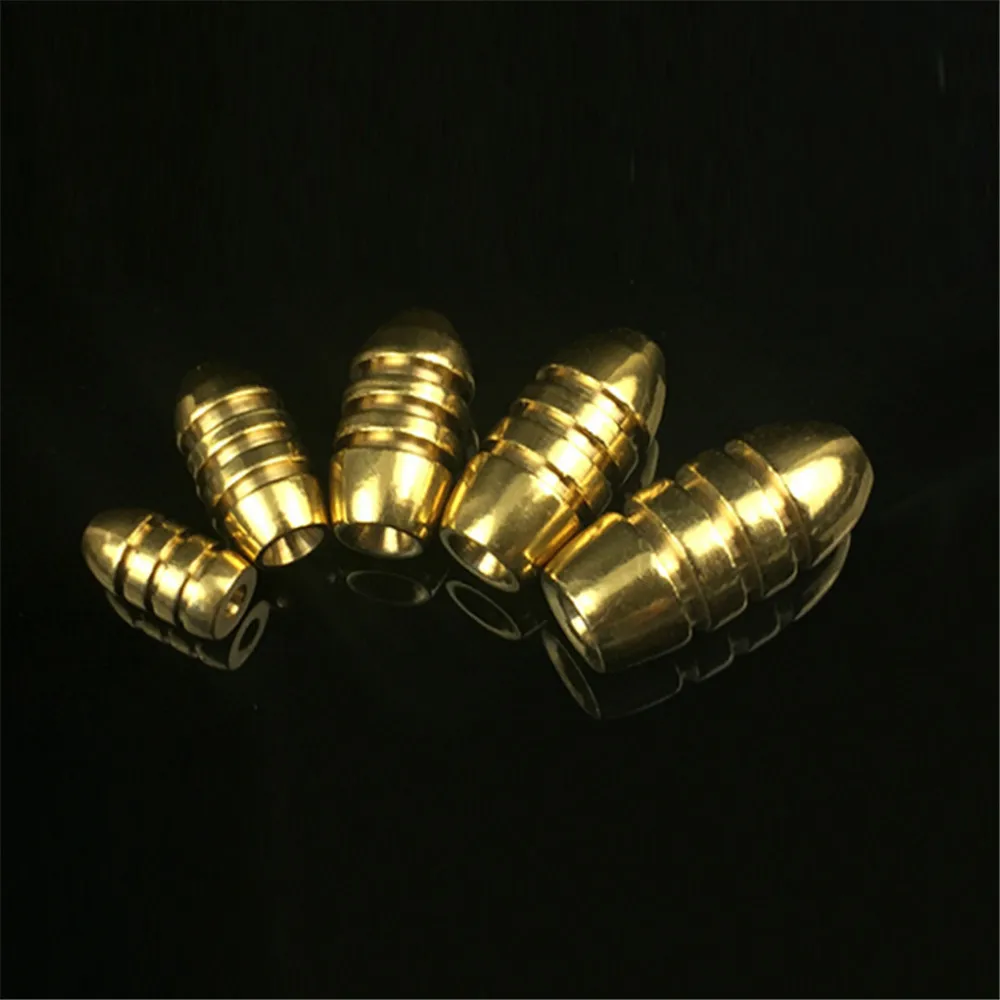 5 unids/lote forma de bala plomo de latón inoxidable 1,8g/3,5g/5g/7g/10g peso para anzuelo de pesca Texas Rig herramientas de accesorios de pesca
