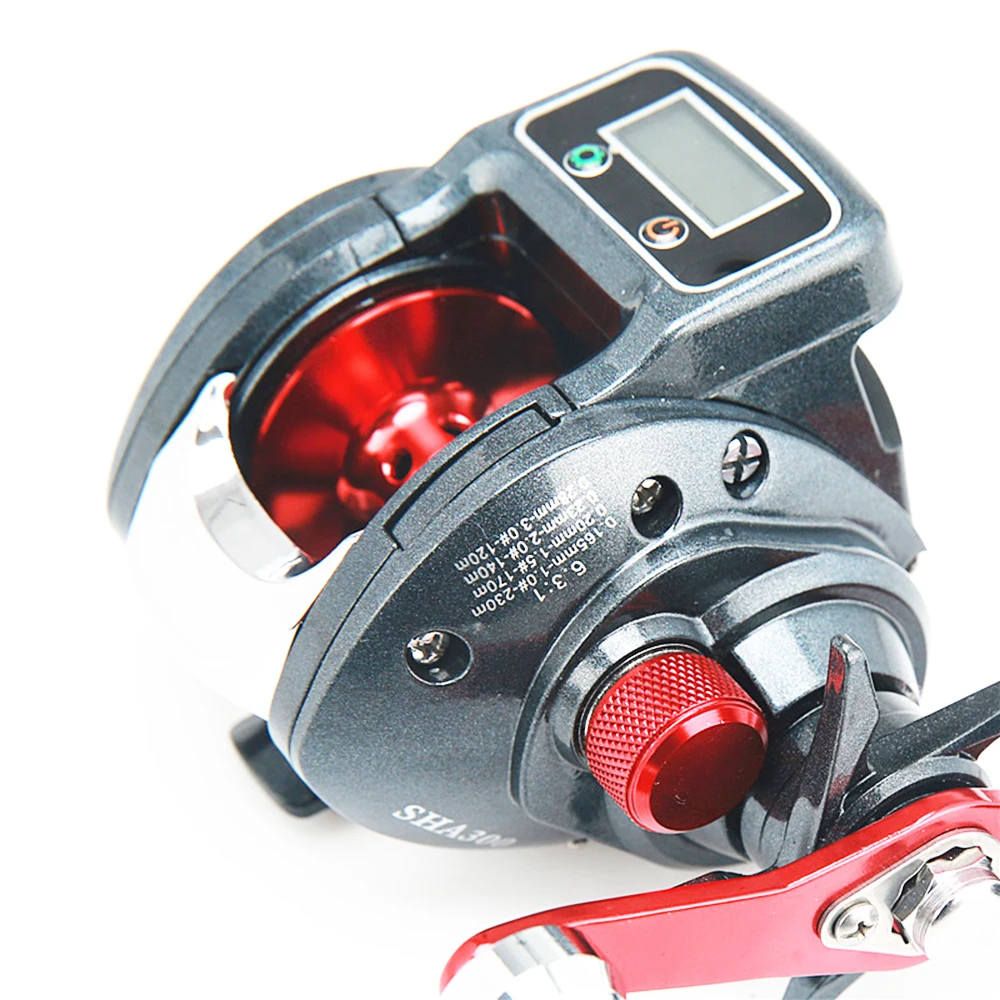 Carrete de pesca Baitcasting contador en Metro 6,3: 1 carretes de cebo Digital carrete de Metal completo rueda de agua salada arrastre de bobina T4 - imagen 5