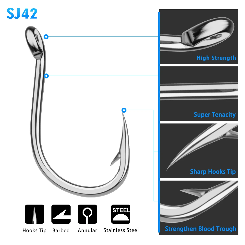PROBEROS-anzuelo de pesca JIGGING SJ42, de acero inoxidable, modelo 1/0 #-13/0 # - imagen 2