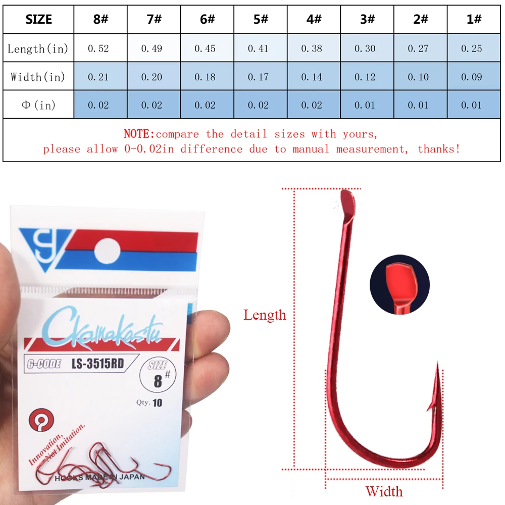 Anzuelos de pesca rojos sode, 1 #-8 #, sin púas, de acero al carbono, afilado, fuerte, gamakatsu, 30 unidades por lote - imagen 2