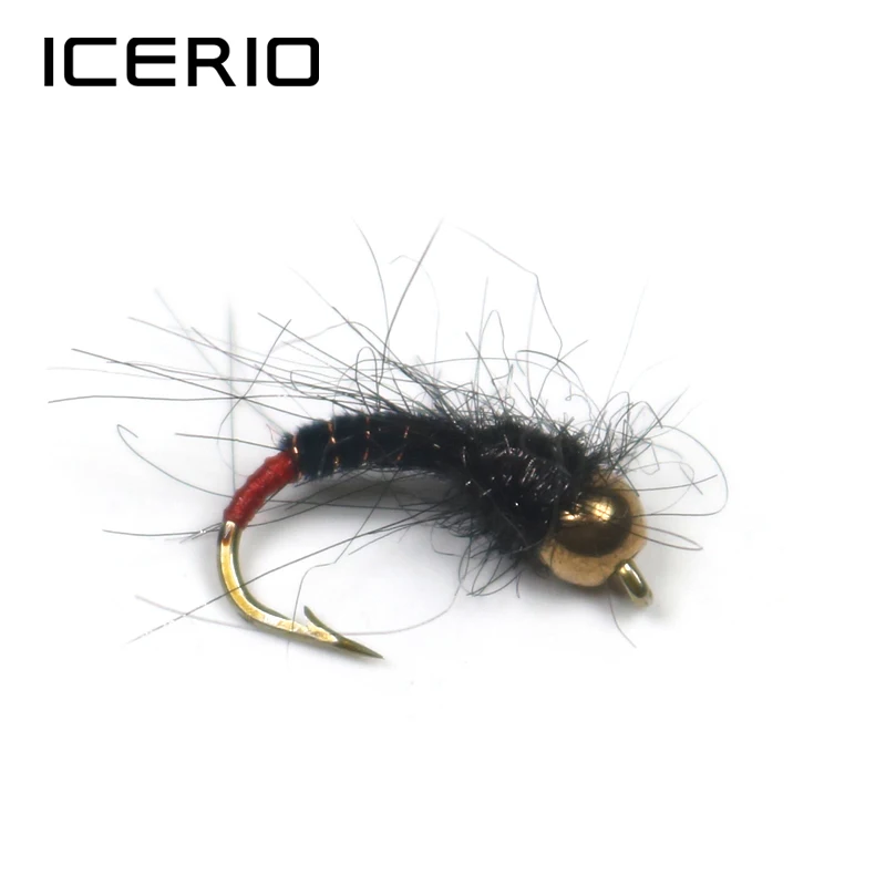 ICERIO-SEÑUELOS DE pesca con mosca, cabeza de cuentas de latón, ninfas, trucha, #12, 8 Uds.