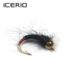ICERIO-SEÑUELOS DE pesca con mosca, cabeza de cuentas de latón, ninfas, trucha, #12, 8 Uds.
