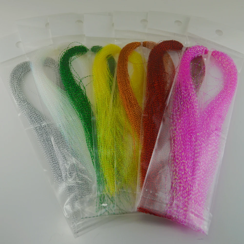 MNFT 5 uds Flashabou oropel holográfico pesca con mosca atado cristal Flash cadena Jig gancho señuelo hacer Material de pesca rosa rojo Etc. - imagen 3