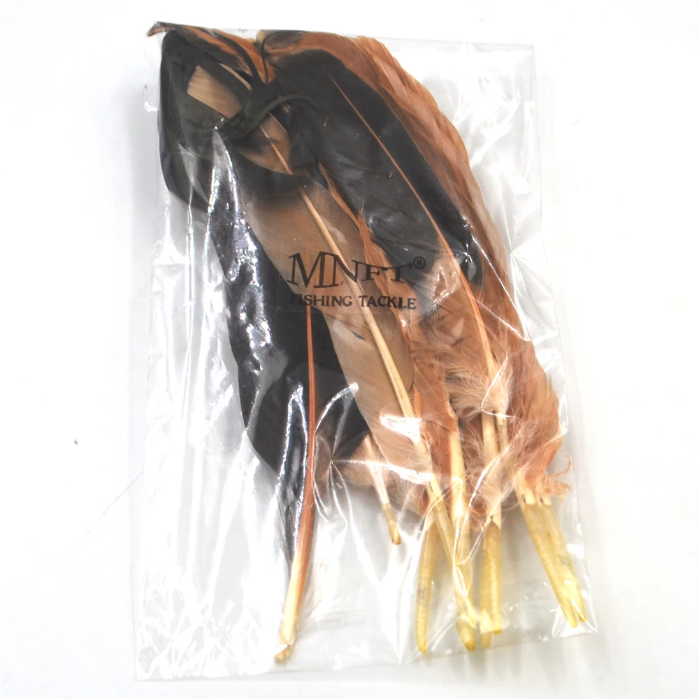 MNFT 10 unids/bolsa plumas de ala de pollo gallo Natural negro y marrón Pluma atado de moscas Material de señuelos - imagen 3