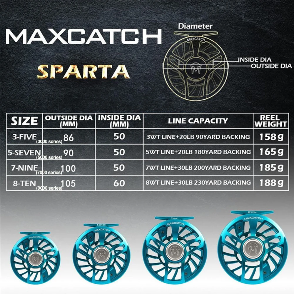 Maximumcatch-carrete de pesca con mosca para agua salada Maxcatch 100%, completamente sellado, impermeable, superligero, CNC, de aluminio mecanizado, grande - imagen 3
