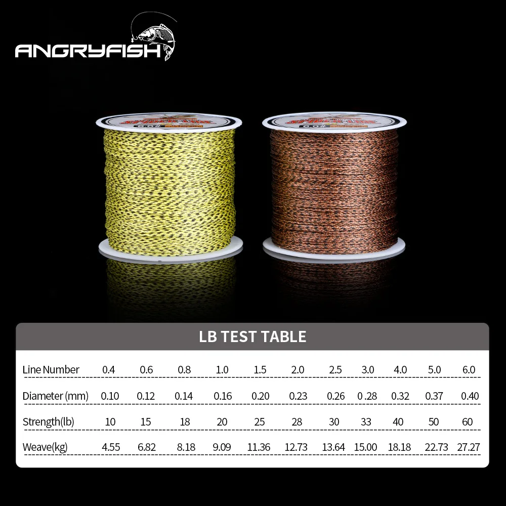 Angryfish-sedal de pesca trenzado de PE, sedal de 4 hebras, multifilamento de 10- 60lb, serie Spider-Line, 100m/300m/500m