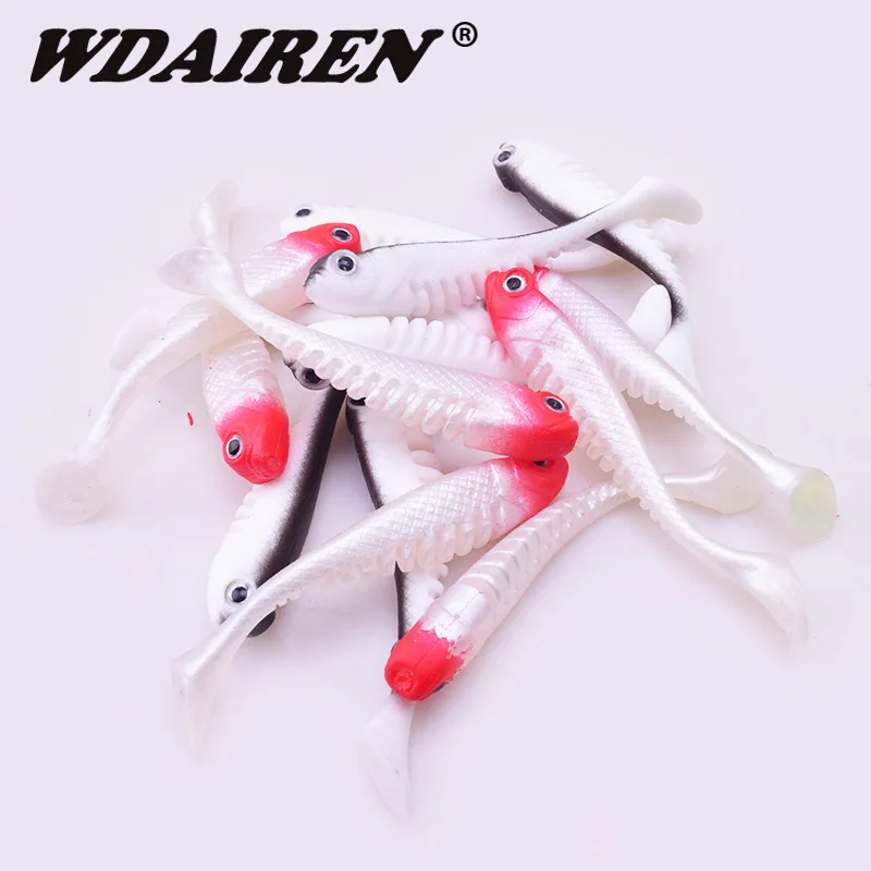 Señuelos blandos de silicona, anzuelos de 80mm y 4g, jig Swimbaits, cebo Artificial de carpa, aparejos de pesca, 10 unids/lote - imagen 5