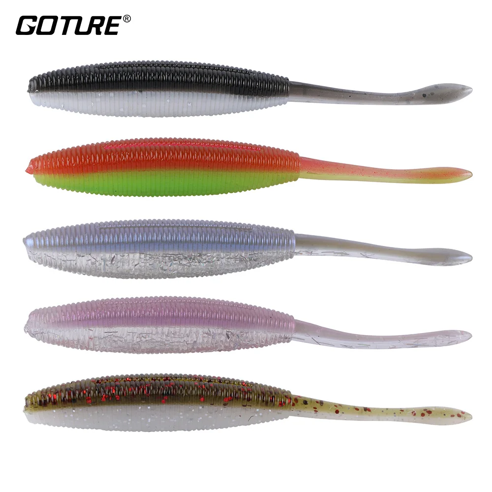 Goture 5 uds/25 uds 10cm 4,7g Wobblers Señuelos de Pesca cebo suave de silicona señuelos falsos pesca para lubina cabeza de serpiente