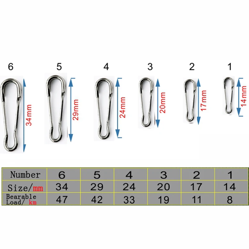 Conector de pesca de acero inoxidable, señuelo con gancho a presión, barril giratorio de cierre rápido, accesorios de seguridad para peces, anillo alimentador, herramienta de carpa, 10 Uds. - imagen 2