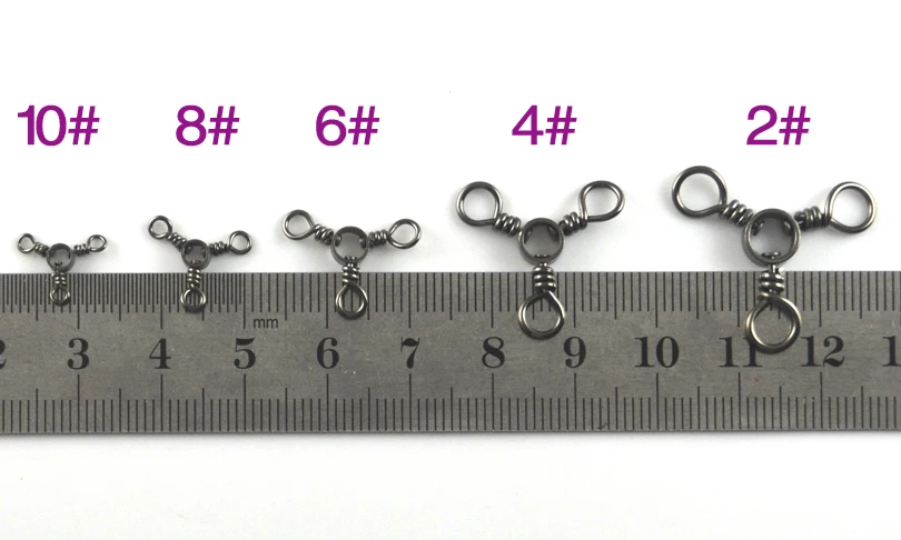 MNFT 25 unids/pack níquel negro aparejos terminales de acero inoxidable tres giratorios Trigemino de 3 vías conector accesorios de aparejos de pesca - imagen 4